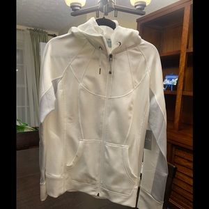 Athleta White and Gray XL Lycra Jacket w hoodie